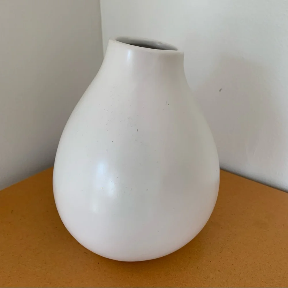 Boho Coastal Beach White Ceramic Round Vase